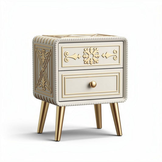 Nachtkastje van hout met gouden poten en decoratieve details 40 x 40 x 50cm