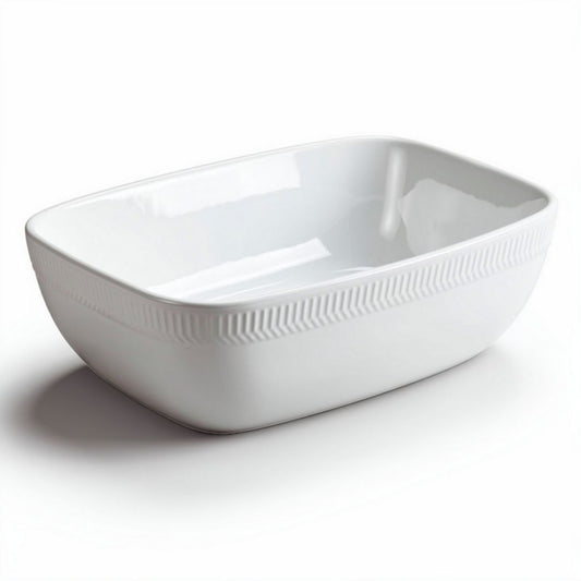 Witte keramische schaal 22 x 15 x 6 cm voor het serveren van gerechten