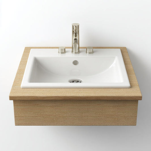 Wastafel van keramiek met houten onderstel 80 x 50 x 20cm zwart bruin