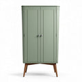 Kast van metaal met houten poten in groen 100 x 50 x 180cm