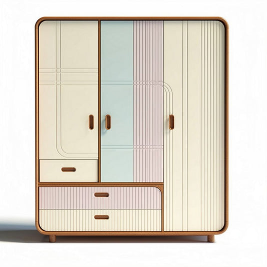Kast met twee deuren en lades in pastelkleuren 120 x 80 x 200cm