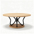 Octagonale houten salontafel met zwart metalen onderstel 80 x 80 x 40cm