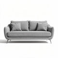 Grijze bank met kussens en metalen poten 200 x 90 x 70cm